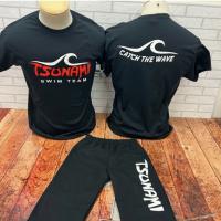 Black Sweats and T-Shirt with Screenprinted Tsunami Swim Club Logo