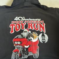 Black T-Shirt with a Screenprinted 40th Annual Toy Run Logo