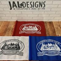 Multi Coloured Flags with A Screenprinted Alberni Golf Club 95th Anniversary Logo